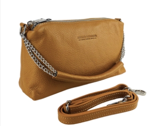 RB1025BE  | Borsa Donna a Mano con doppia lampo in Vera Pelle Made in