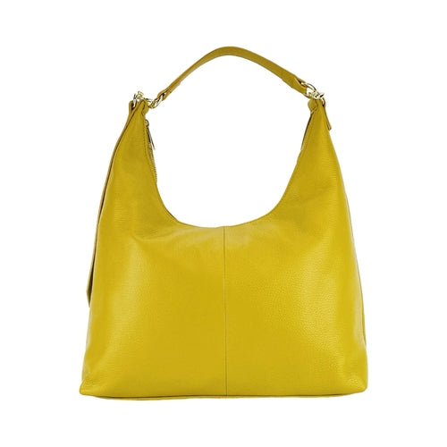 Borsa Donna a Spalla Morbida in Vera Pelle Senape - Doppio Manico e Tracolla - Made in Italy