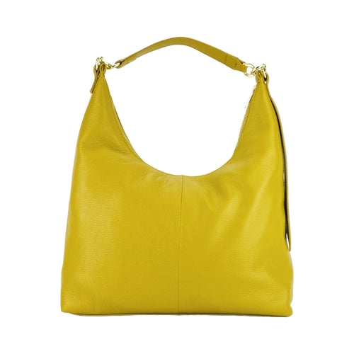 Borsa Donna a Spalla Morbida in Vera Pelle Senape - Doppio Manico e Tracolla - Made in Italy
