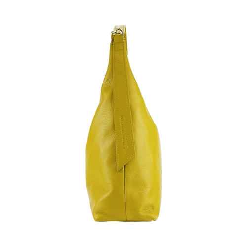 Borsa Donna a Spalla Morbida in Vera Pelle Senape - Doppio Manico e Tracolla - Made in Italy