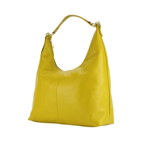 Borsa Donna a Spalla Morbida in Vera Pelle Senape - Doppio Manico e Tracolla - Made in Italy