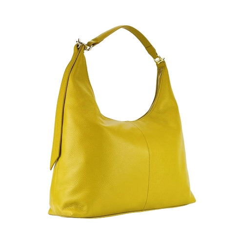 Borsa Donna a Spalla Morbida in Vera Pelle Senape - Doppio Manico e Tracolla - Made in Italy